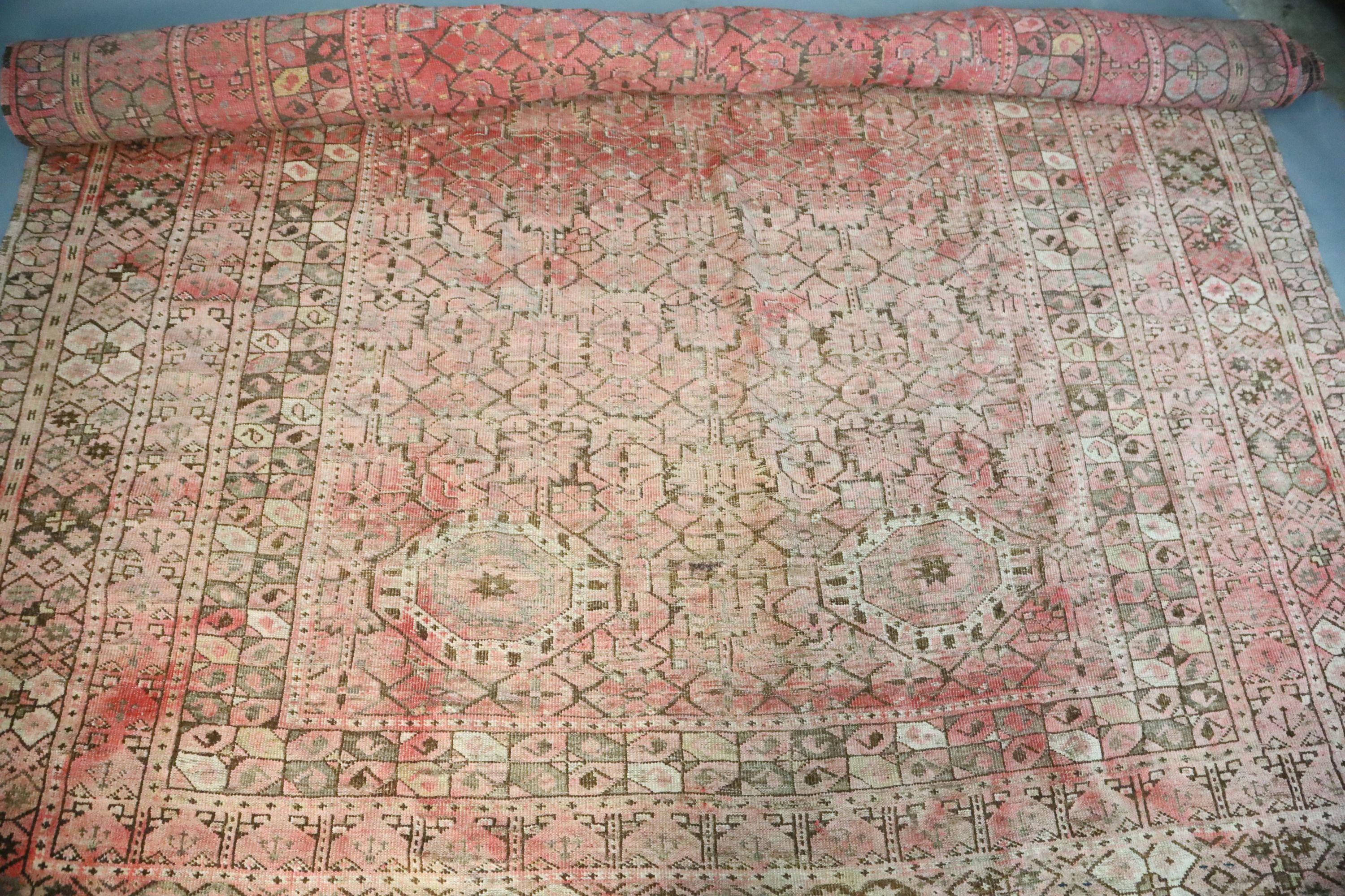 A Beshir carpet, Central Turkestan, c.1890, 534 x 259cm (worn)